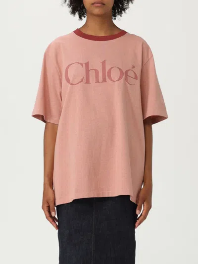 CHLOÉ T-SHIRT CHLOÉ WOMAN COLOR PINK,H13969010