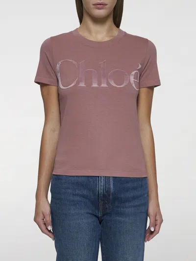 CHLOÉ T-SHIRT CHLOÉ WOMAN COLOR PINK,G15367010