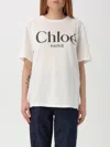 Chloé White Crewneck T-shirt With Logo Print On The Front In Cotton Woman In White