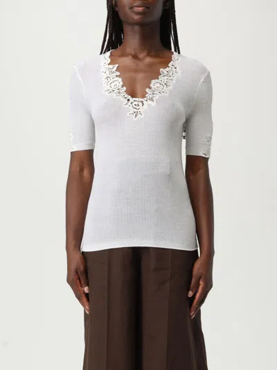 Chloé Floral Guipure Lace V-neck Fitted Top In White
