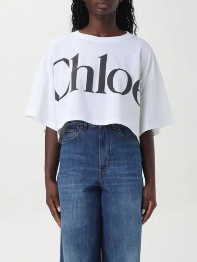CHLOÉ T-SHIRT CHLOÉ WOMAN COLOR WHITE,F80927001
