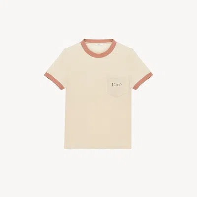 Chloé T-shirt Col Rond En Jersey De Coton À Logo