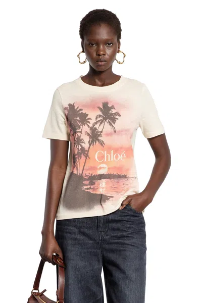 Chloé T-shirt Con Logo Baby Fit In Jersey In Yellow