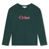 Chloé Logo-embroidered Cotton T-shirt In Green