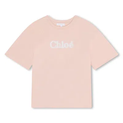 Chloé Kids' T-shirt Con Stampa In Pink