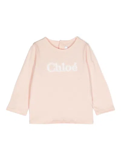 Chloé Babies' T-shirt Con Stampa In Rosa