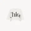 Chloé Cropped Boxy Logo T-shirt In Cotton Jersey In White