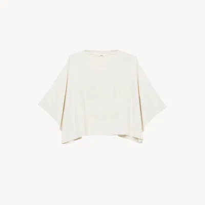 CHLOÉ T-SHIRT COURT OVERSIZE EN JERSEY DE COTON À LOGO FEMME BLANC TAILLE M 100% COTON