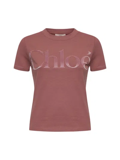 Chloé Cotton Crew-neck T-shirt In Purple