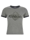 Chloé Baby Fit T-shirt With Logo In Cotton Jersey In Gray