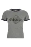 Chloé Baby Fit T-shirt With Logo In Cotton Jersey In Gray