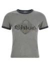 Chloé Baby Fit T-shirt With Logo In Cotton Jersey In Gray