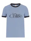 Chloé Chloè Logo Cotton T Shirt In Blue
