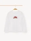 Chloé T-shirt Manches Longues Fille Blanc Taille 6 100% Coton In Blanc