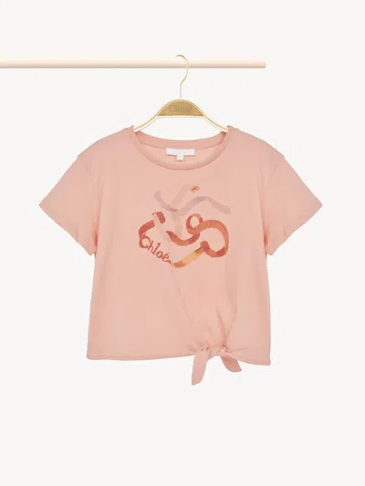Chloé T-shirt Noué Fille Orange Taille 12 100% Coton