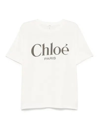 Chloé Logo Jersey T-shirt In White
