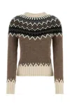Chloé Pull Ajusté En Maille De Laine À Motif Fair Isle Femme Brun Taille L 84% Wool Vicugna Pacos, Farmed, In Printed