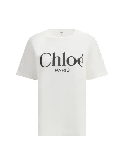 Chloé Logo Jersey T-shirt In White