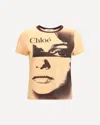 Chloé Multicolor Crewneck T-shirt With Maxi Graphic Print On The Front In Wool Blend Woman
