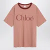 Chloé Pink Cotton T-shirt With Logo In Pink