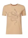 Chloé Printed Cotton-jersey T-shirt In Beige