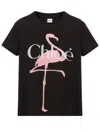 Chloé Women Black Crewneck T-shirt With Maxi Logo Print On The Front In Cotton Woman In Black