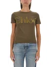 Chloé Logo Lettering T-shirt In Brown
