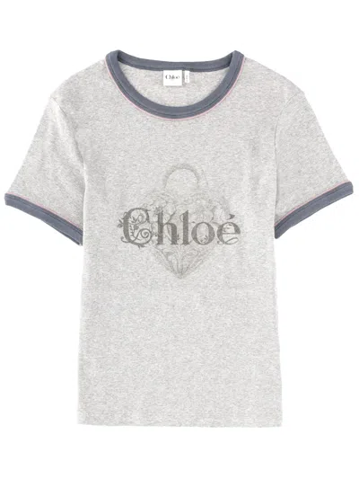Chloé T-shirt With Logo In Gray