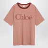Chloé Pink Cotton T-shirt With Logo In Pink