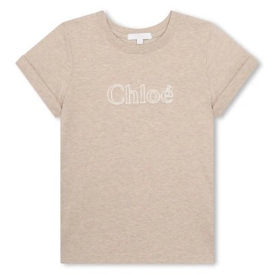 Chloé Kids' T-shirt With Print In Beige Antico