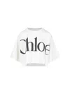 Chloé White Cropped T-shirt With Logo Lettering Print In Cotton Woman