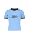 Chloé Chloè Logo Cotton T Shirt In Blue