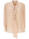Chloé Scarf-neck Silk Georgette Blouse In Delicate Pink