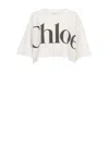 Chloé Logo Print Cropped T-shirt In White