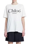 Chloé White Crewneck T-shirt With Logo Print On The Front In Cotton Woman