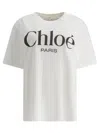 Chloé White Crewneck T-shirt With Logo Print On The Front In Cotton Woman