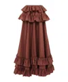 Chloé Ruffled Tiered Silk-taffeta Maxi Skirt In Brown