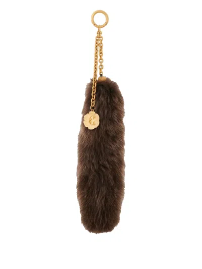 Chloé Tail-charm Keyring In Brown