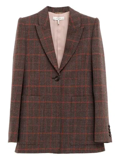 CHLOÉ CHLOÉ TAILORED BROWN WOOL BLAZER