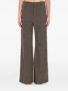 Chloé Chloe Checked Flared Wool Trousers In Brown