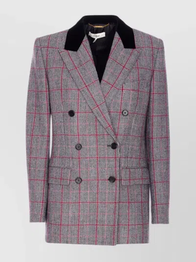 CHLOÉ TAILORED CHECKERED JACKET V-NECK
