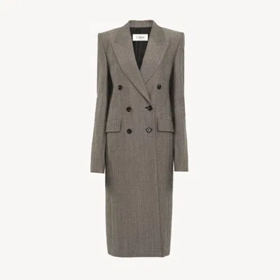 Chloé Tailored Coat In Wool & Cotton Tweed Black Size 8 100% Wool, Horn Bubalus Bubalis, Farmed, Coo India