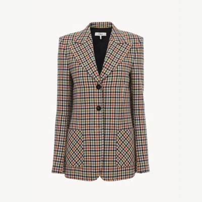 Chloé Veste Blazer En Laine À Carreaux Femme Multicolore Taille 40 90% Laine, 10% Polyamide, Horn Bubalus