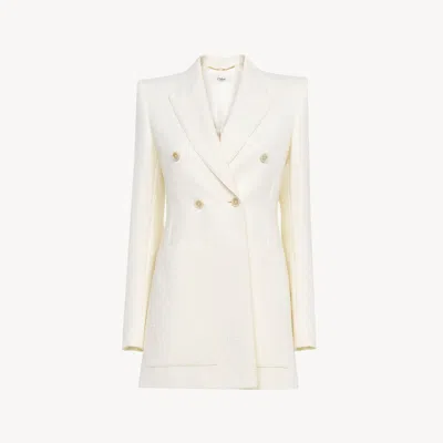 Chloé Cotton Blend Jacquard Blazer In White