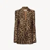 Chloé Tailored Jacket In Leopard-print Velvet Brown Size 8 100% Cotton, Horn Bubalus Bubalis, Farmed, Coo In Brown