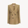 Chloé Veste Blazer En Laine Grain De Poudre Femme Brun Taille 38 100% Laine Vierge, Horn Bubalus Bubalis, In Brown