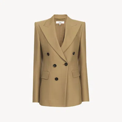 Chloé Veste Blazer En Laine Grain De Poudre Femme Brun Taille 38 100% Laine Vierge, Horn Bubalus Bubalis, In Brown