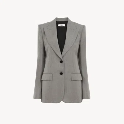Chloé Tailored Jacket In Wool Grain De Poudre Grey Size 6 100% Wool, Horn Bubalus Bubalis, Farmed, Coo Ind