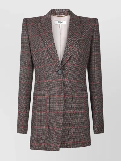 Chloé Tailored Jacket Longline Silhouette In Brown