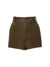 Chloé Tailored Leather Shorts Deep Olive